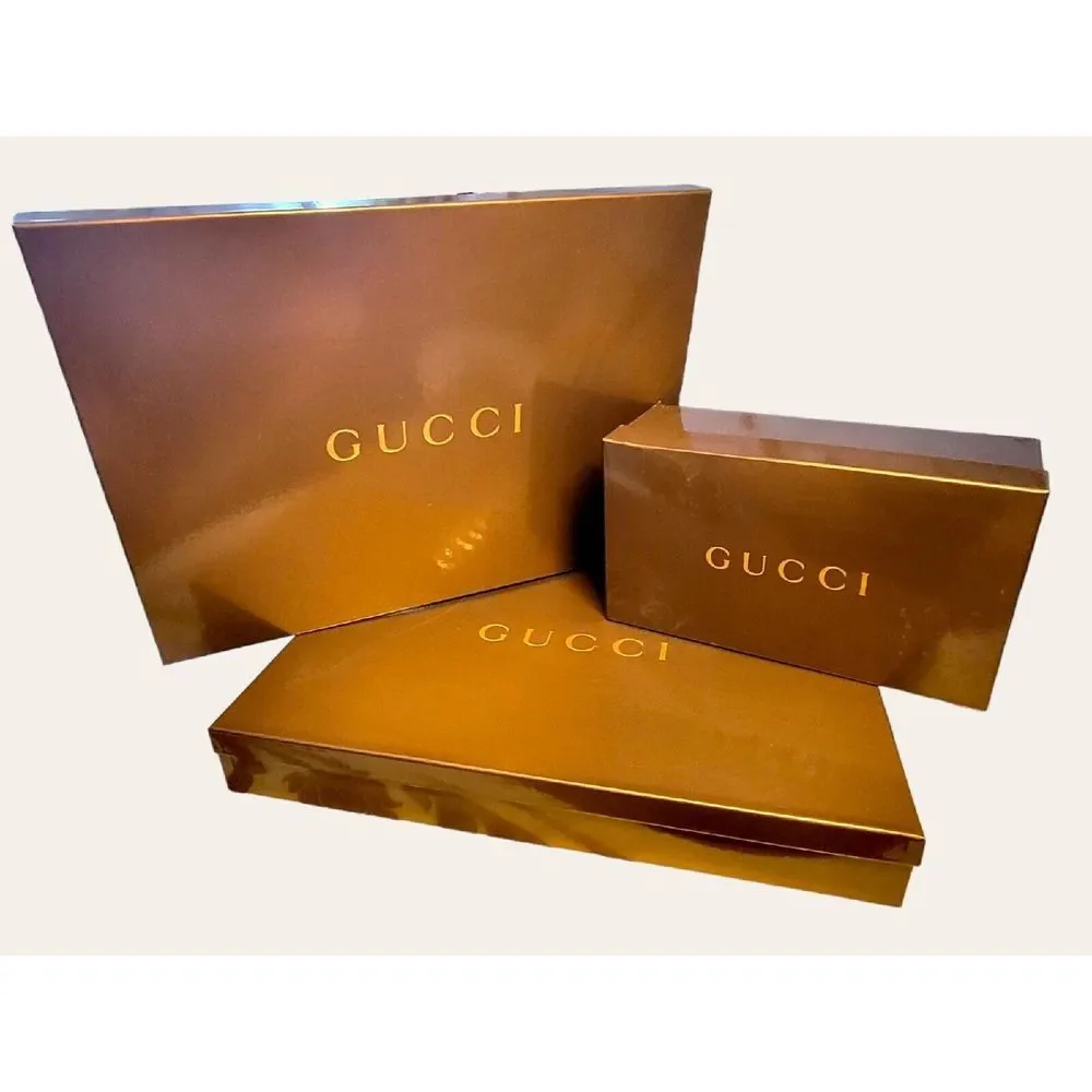 Lot Of 3 Gucci Glossy Boxes Large From Throw‎ Blankets & Mens Shoes